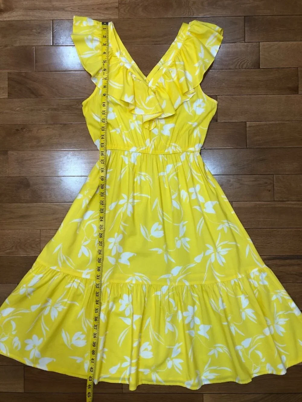 Banana Republic Lightweight Vibrant Yellow Tiered Maxi Dress Cottagecore Boho SP